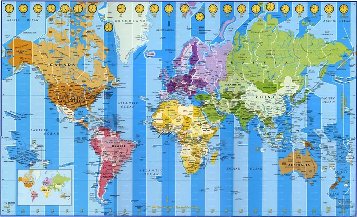 Часовые пояса в мире карта