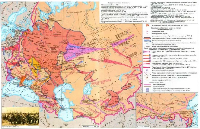 Гражданская война в России карта