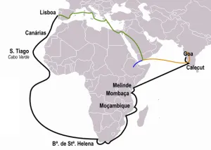 Карта путешествия Васко да Гамы