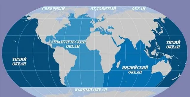 Мировой океан, разделённый на океаны, фото