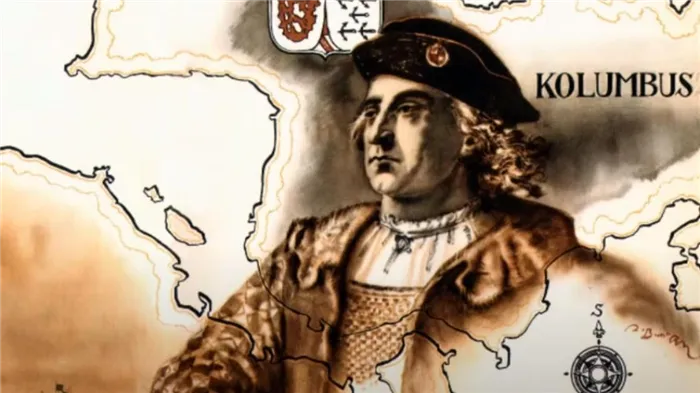 Христофор Колумб на фоне старой карты