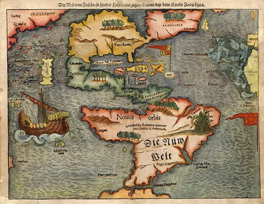 Карта 1561 года, на которой изображен американский континент