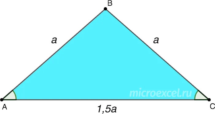 Свойства равнобедренного треугольника (пример)