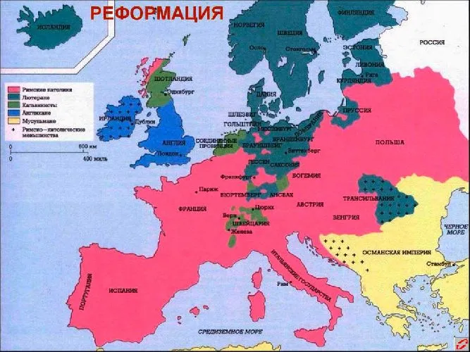 Реформация в Европе карта