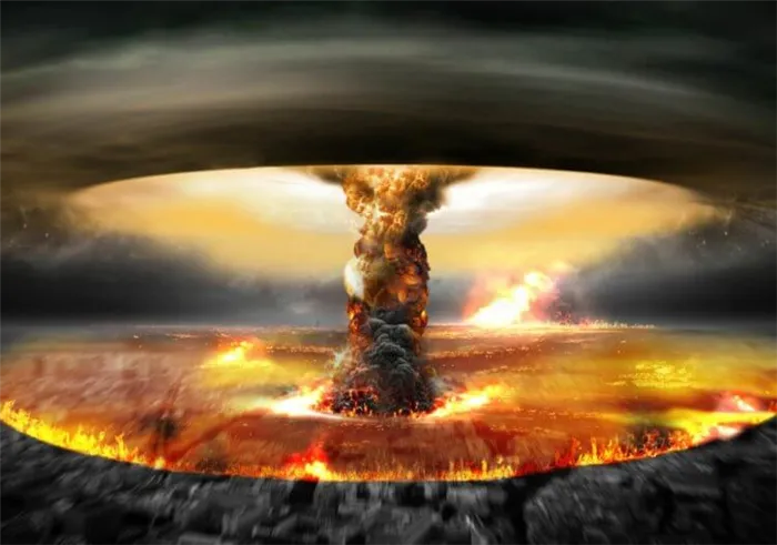 Ядерное оружие уничтожит все живое? В результате взрыва бомбы мощностью в одну мегатонну возникает огненный шар, который выжигает все живое в радиусе нескольких километров. Фото.