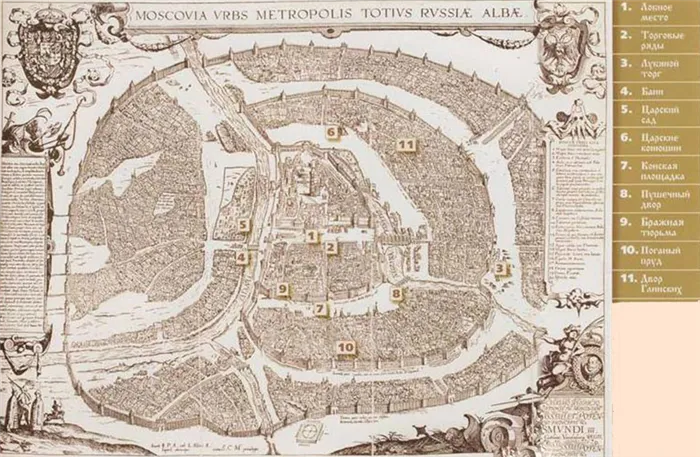Карта древней Москвы