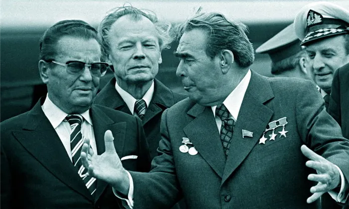 Президент Югославии Иосип Броз Тито и Генеральный секретарь ЦК КПСС Леонид Ильич Брежнев, 1971 год.