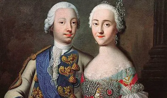 Екатерина Алексеевна с мужем Петром III