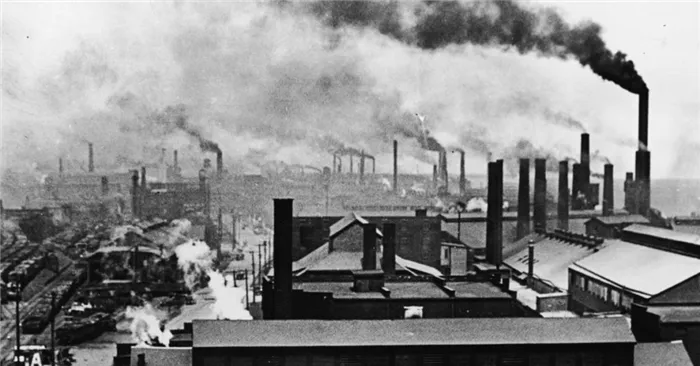 Дым от заводов в 19 веке