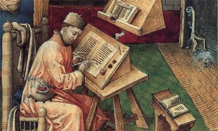 Монах переписывает рукопись